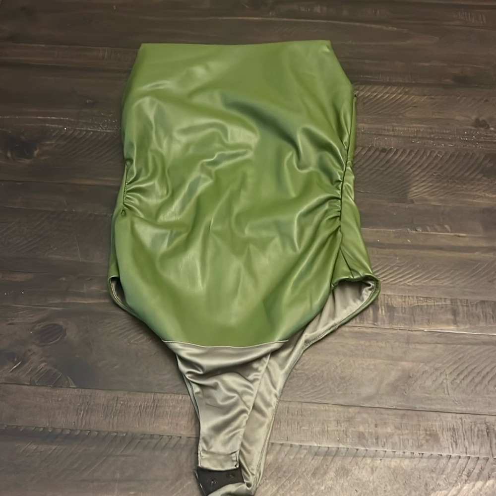 Zara  Body Suit XSmall -green strapless Dressy side zipper